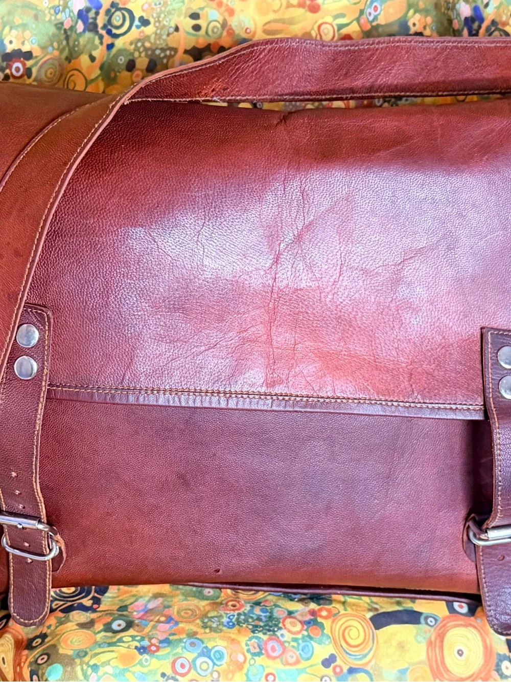 Carbon2Cobalt Men's Tan Leather Messenger Bag